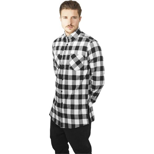 Urban Classics Side-Zip Long Checked Flanell Shirt blk/wht Slike