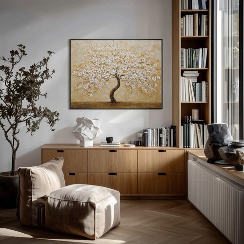 Styler Tiskana slika z okvirjem 80x60 cm Golden Tree &amp;ndash; Slike