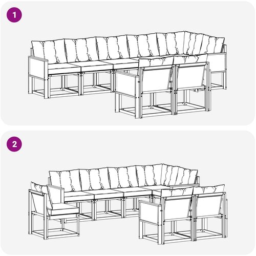  Set vanjskih sofa 8 kom. Prirodna i svjetlosiva Smeđa 302 x 124,5 x 73 cm Slike