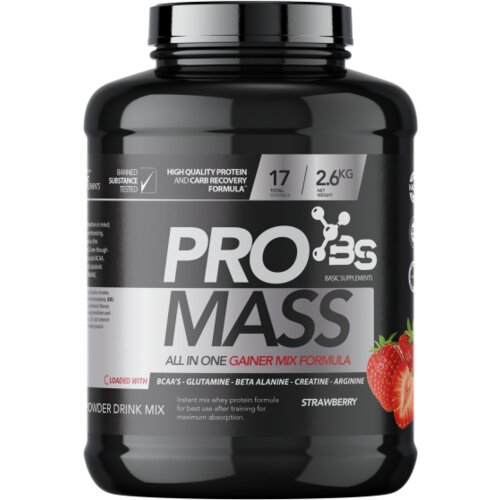 Basic Supplements pro mass gainer, strawberry 2.6kg Slike
