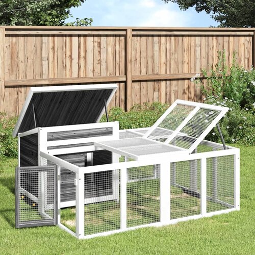 vidaXL Kavez za zečeve sivi 144 x 123 x 67 5 cm od masivne borovine Cijene