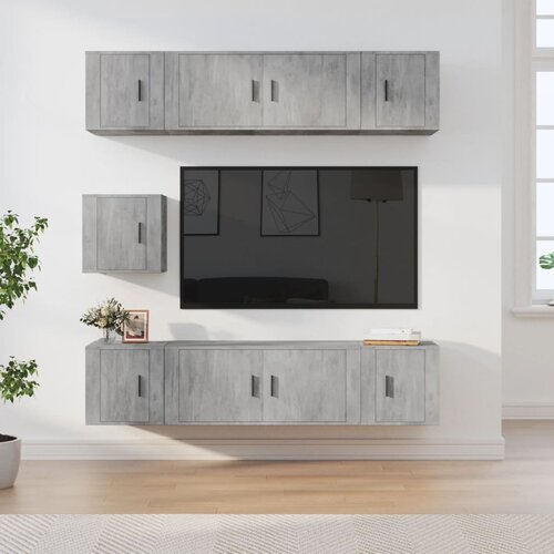 The Living Store 7-dijelni set TV ormarića siva boja betona konstruirano drvo Slike