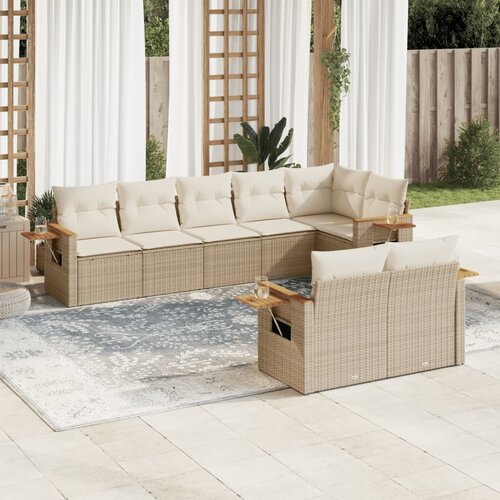 VidaXL 8-dijelni set vrtnih sofa od poliratana s jastucima bež Slike