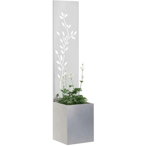 VidaXL Privatnost u vrtu Cvjetni Srebrna 32 x 140 cm Nehrđajući čelik Slike