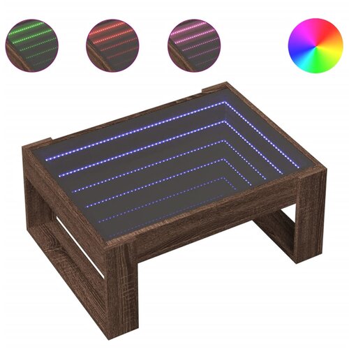 Maison Chic Klubska mizica - kavna mizica - Nizka mizica z neskončnimi LED rjavi hrast 70x53x30 cm, (21752356) Cene