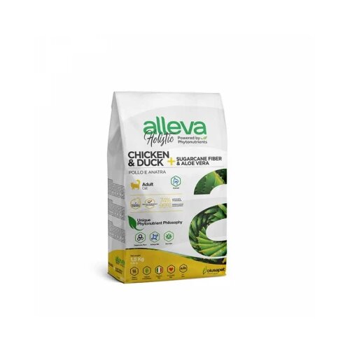 Alleva holistic cat adult chicken & duck + sugarcane fiber & aloe vera hairball - 10 kg Cene