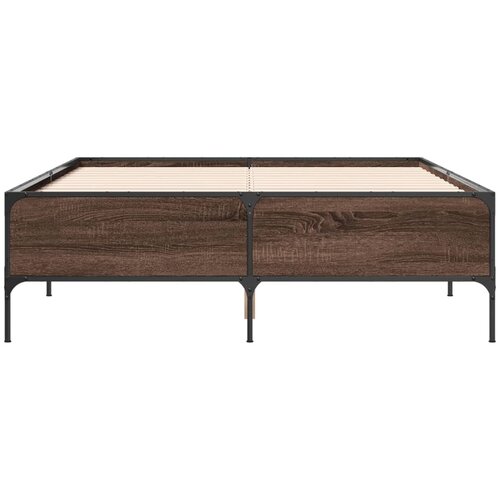  Okvir kreveta smeđi hrast 140x200cm konstruirano drvo i metal Slike
