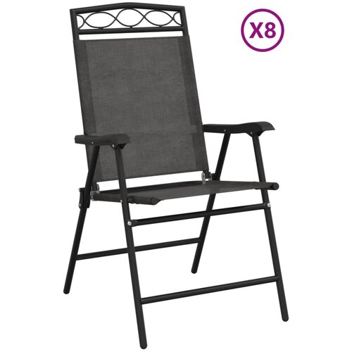 Maison Chic Zložljivi Vrtni Stoli - Stol za vrti 8 kosov melanž sivi jeklo in tekstil JS3226, (21875890) Slike