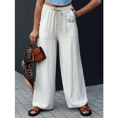 DStreet Spodnie damskie wide leg NAMAYAS jasnobeżowe Slike