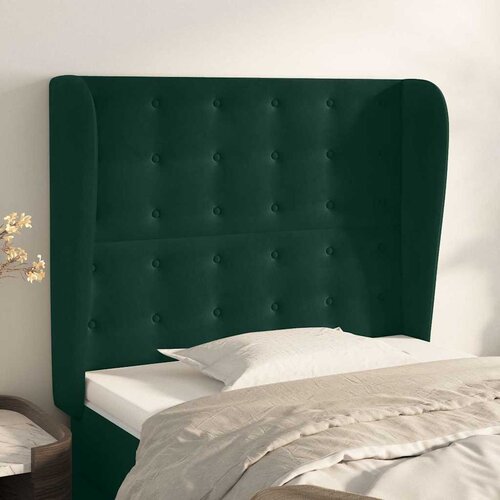  Uzglavlje s u&scaron;ima tamnozeleno 103x23x118/128 cm bar&scaron;unasto Cijene