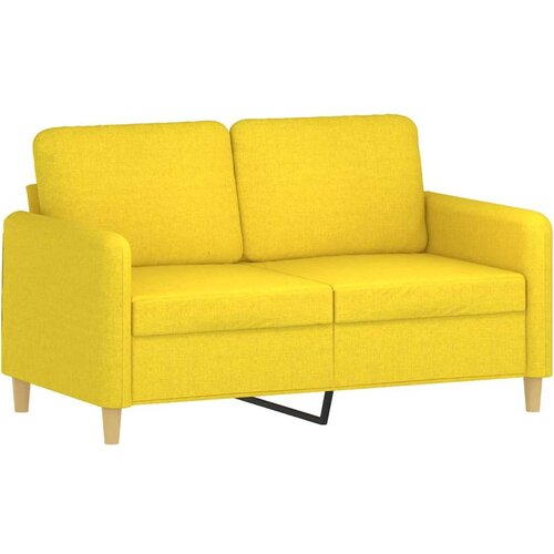  2-dijelni set sofa s jastucima svjetložuti od tkanine Slike
