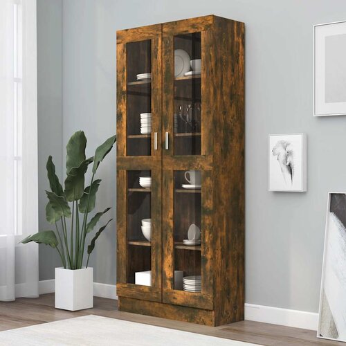  Vitrina boja dimljenog hrasta 82,5 x 30,5 x 185 cm drvena Cijene