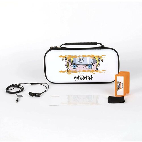 Konix starter kit naruto shippuden - protective case, storage box, protective screen, cleaning wipe & in-ear headphones Slike