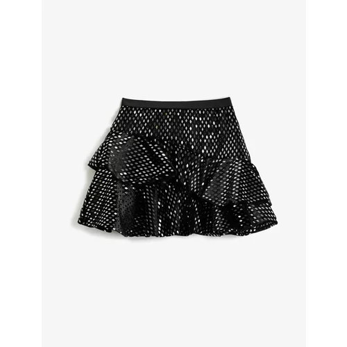 Koton Velvet Mini Skirt Frilly Shiny Elastic Waist