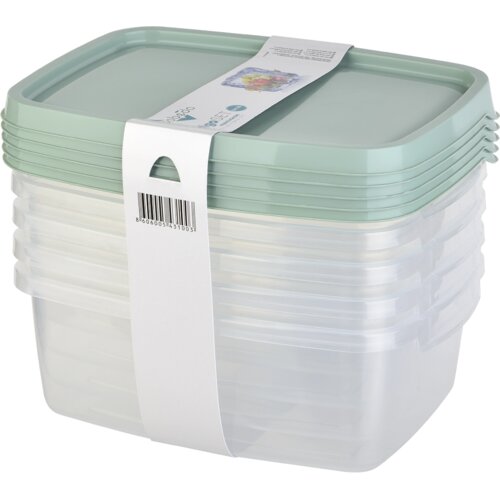Pobeda Compani Doo Frigo posuda pravugaona, 1.2, set od 5, Menta Cene