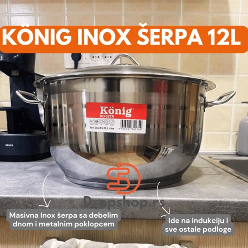 König Šerpa inox sa poklopcem 12L Cene