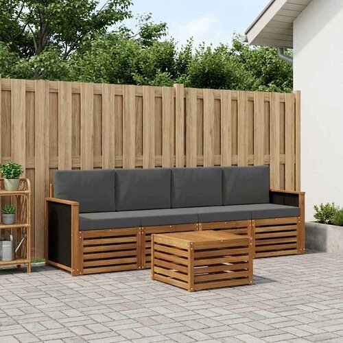  Set vanjskih sofa 5 pcs Prirodna i antracit Čvrsto drvo akacije Cene