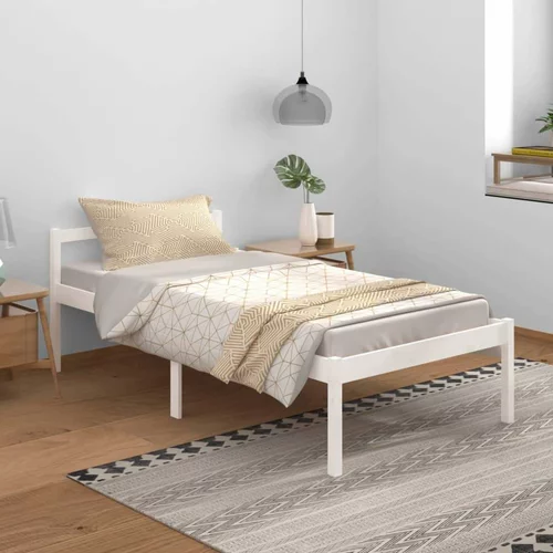  Krevet za starije osobe bijeli 100 x 200 cm od masivne borovine