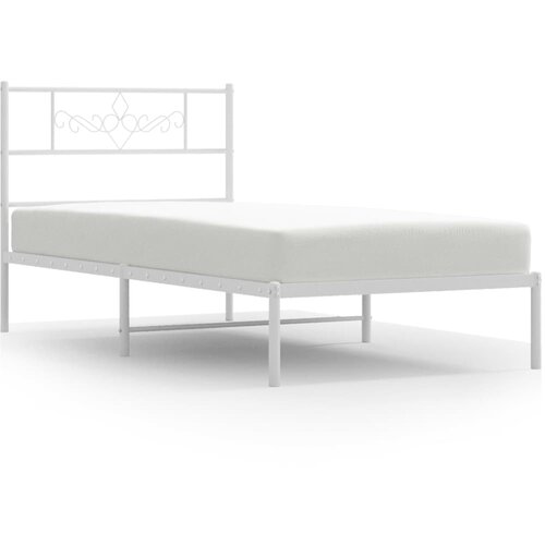  Metalni okvir za krevet s uzglavljem bijeli 107x203 cm Slike