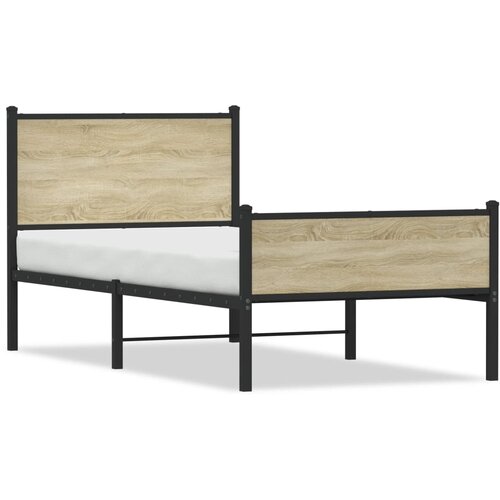 Maison Chic Kovinski Posteljni okvir - Enojna postelja - Postelja za odrasle brez vzmetnice sonoma hrast 100x200 cm, (21695846) Slike