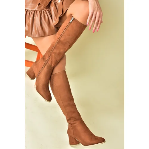 Fox Shoes Tan and Suede Women's Low Heeled Daily Boots