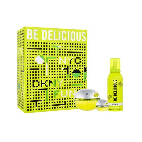 Dkny Be Delicious darilni set parfumska voda 100 ml + parfumska voda 7 ml + pena za prhanje 150 ml za ženske Slike