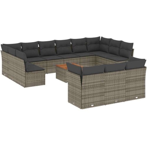 VidaXL 14-dijelni set vrtnih sofa od poliratana s jastucima sivi Slike