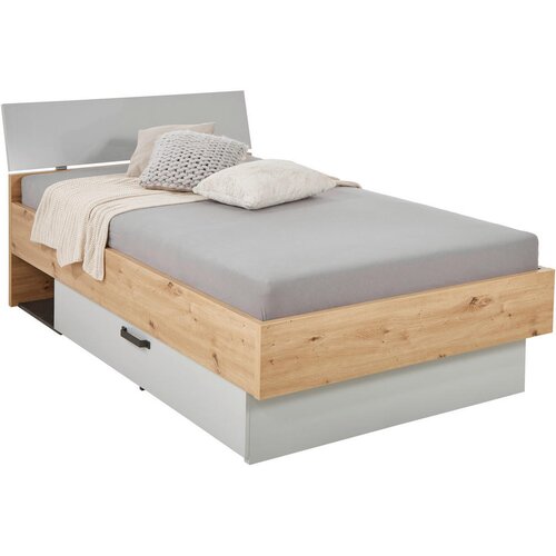XORA postelja 120 cm x 200 cm , leseni material siva, barve hrasta Slike