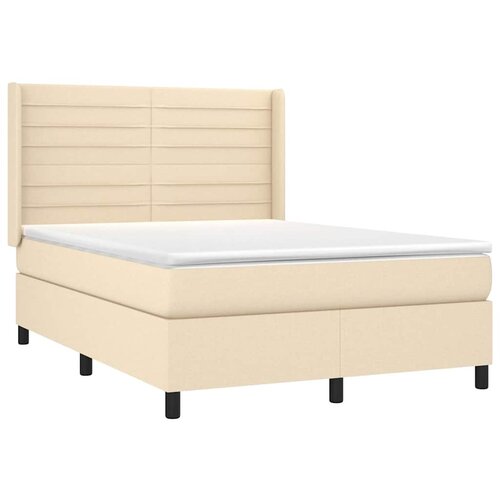  Krevet s oprugama i madracem krem 140 x 190 cm od tkanine Slike