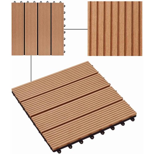  Pločice za decking 11 pcs Tikovina 30 x 30 cm Slike