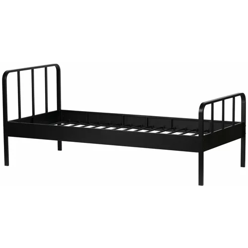 WOOOD Crni metalni krevet s podnicom 90x200 cm Mees –