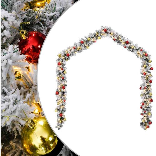 vidaXL Božična girlanda z gumbi in LED lučkami Zelena 5 m PVC Cene