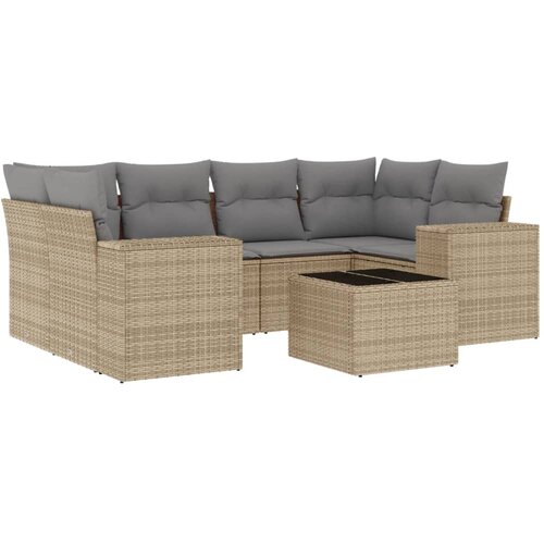  7-dijelni set vrtnih sofa od poliratana s jastucima bež 83 x 62 x 69 cm Slike