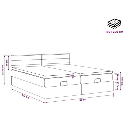  Podesivi krevet s madracem 2 pcs Svjetlosiva Tkanina - Svjetlosiva 180 x 200 cm Dizajn linija Slike