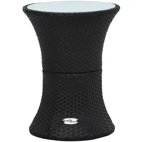 vidaXL Vrtni bočni stolić u obliku bubnja crni od poliratana