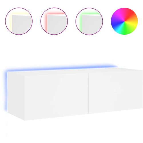 Maison Chic Stenska TV omarica - TV stojalo - Televizijska omarica z LED lučkami bela 100x35x31 cm, (21702317) Cene
