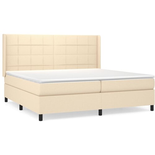 VidaXL Box spring postelja z vzmetnico krem 200x200 cm blago, (20999184) Slike
