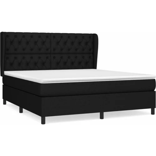 vidaXL Box spring postelja z vzmetnico črna 160x200 cm blago, (20788831)