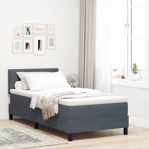  LED Box Spring Krevet Tamno siva 90 x 190 cm Baršun Cene