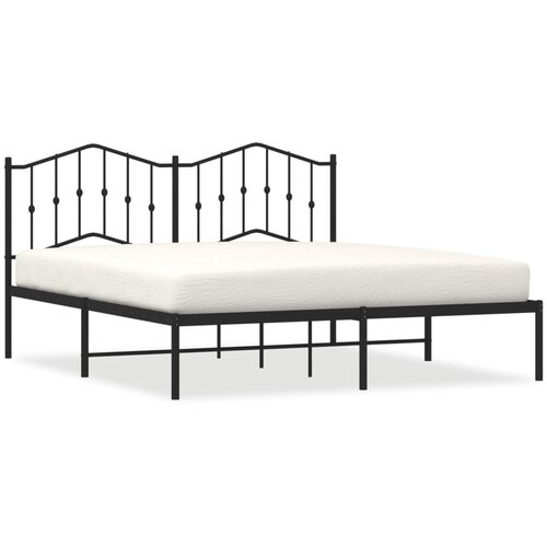 Maison Chic Kovinski Posteljni okvir - Dvoposteljna postelja - Zakonska postelja z vzglavjem črn 183x213 cm, (21692776) Slike