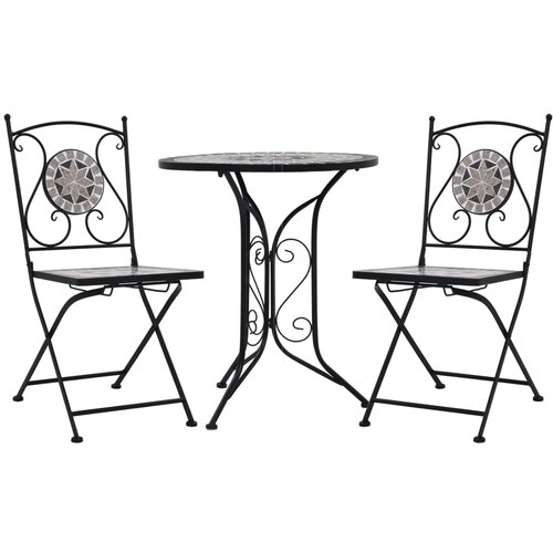 Bistro 3-dijelni mozaični bistro set s keramičkim pločicama sivi Cijene