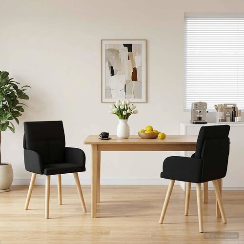 vidaXL Trpezarijske stolice 2 pcs Tkanina Crna 60 x 56 x 96 cm Cene