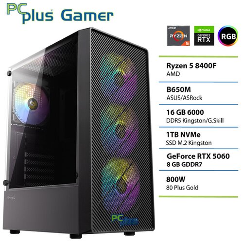 PCPLUS gaming namizni računalnik Ryzen 5 8400F/16GB/SSD 1TB/RTX 5060 8GB/148339 Cene