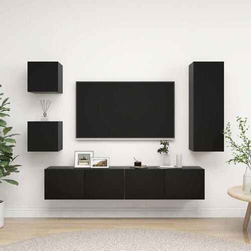  5-dijelni set TV ormarića crni od iverice Slike