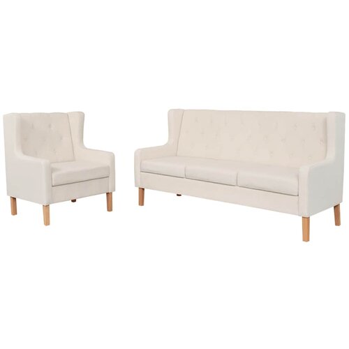 VidaXL 2-dijelni set sofa od tkanine krem bijeli Slike