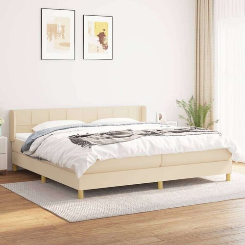  Krevet s oprugama i madracem krem 200 x 200 cm od tkanine | shoptok.hr