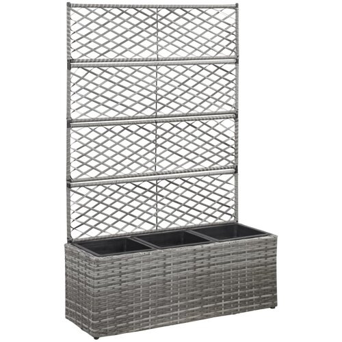 vidaXL Sadilica s rešetkom i 3 posude 83x30x130 cm od poliratana siva Cijene