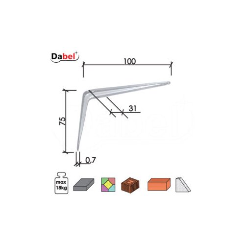 Dabel nosač police konzolni N1103 Bela 075&#215;100/31/0,7mm Q 3304089 Cene