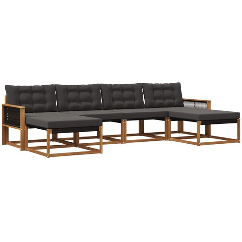 vidaXL Zunanja garnitura za sedenje z blazino 6 pcs Naravna in črna, (5000273129) Cene