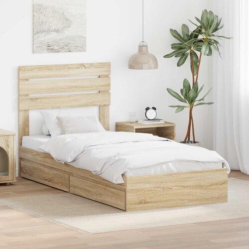 Krevet s od storage Sonoma hrast 90 x 200 cm Konstruirano drvo Slike